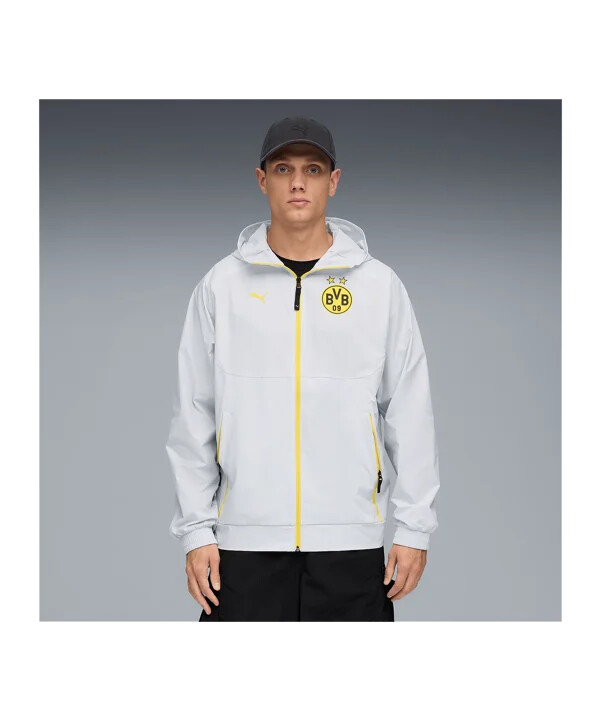 puma borussia dortmund pumatech vävd jacka grå f18