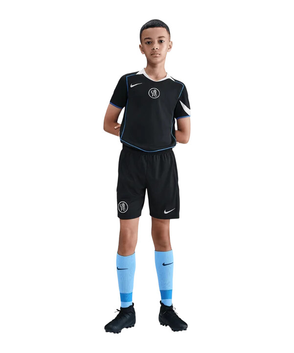 nike fc chelsea london shorts 3e 20252026 barn svart f010