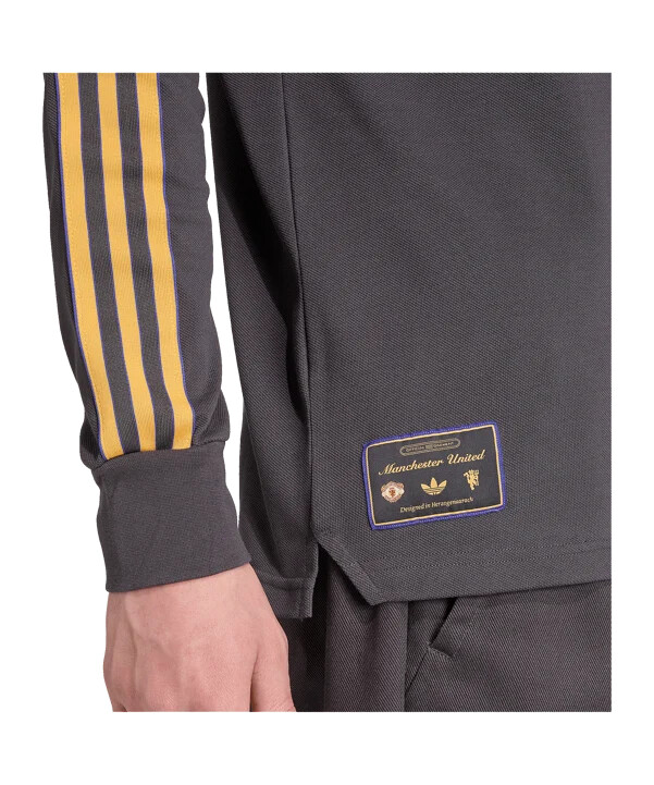 adidas manchester united icon långärmad pikétröja svart