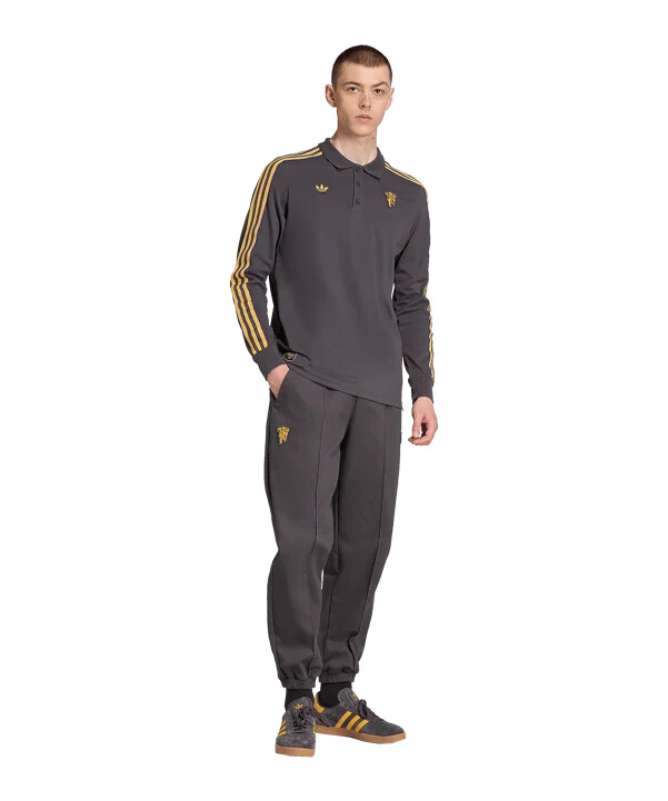 adidas manchester united icon långärmad pikétröja svart